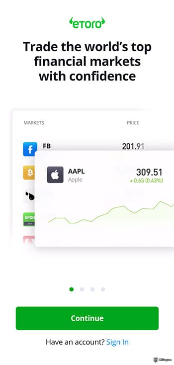 Best app for crypto trading: eToro.