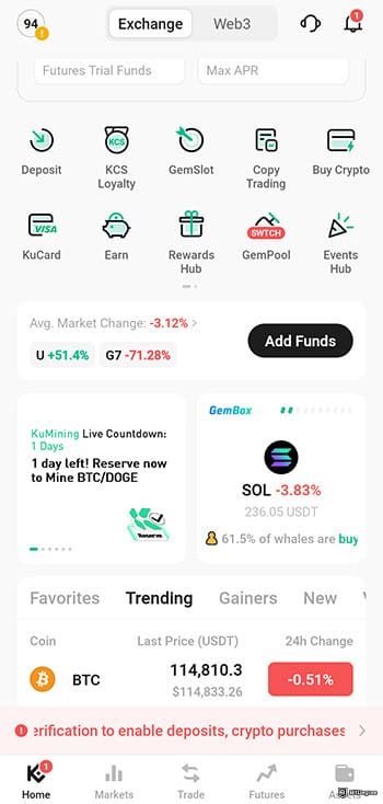 Best app for crypto trading: KuCoin.