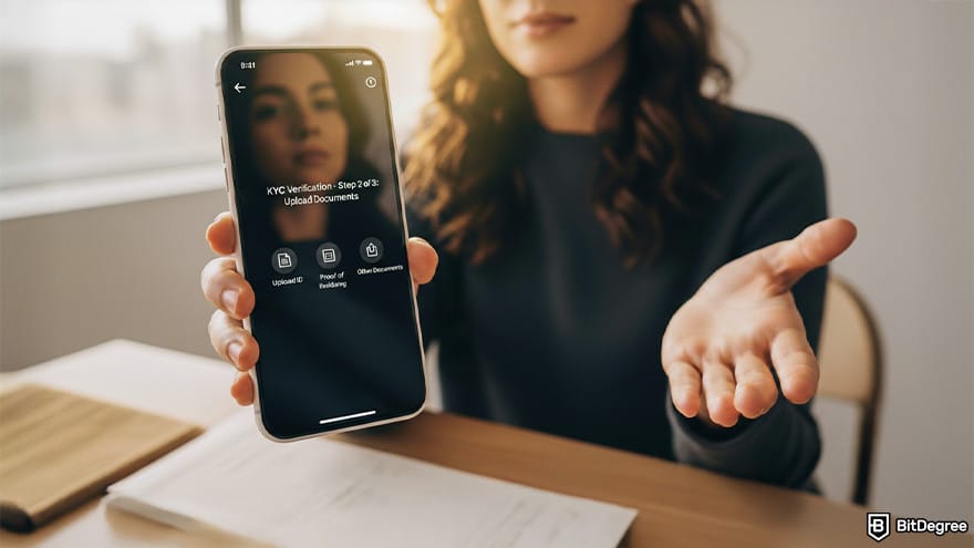 Best crypto app: person doing KYC verification.
