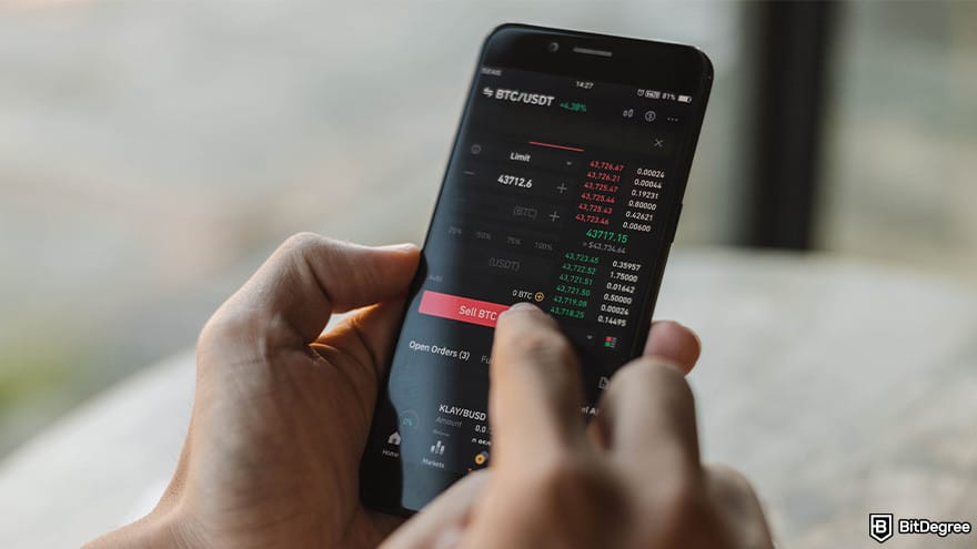 Best crypto app: person using crypto app.