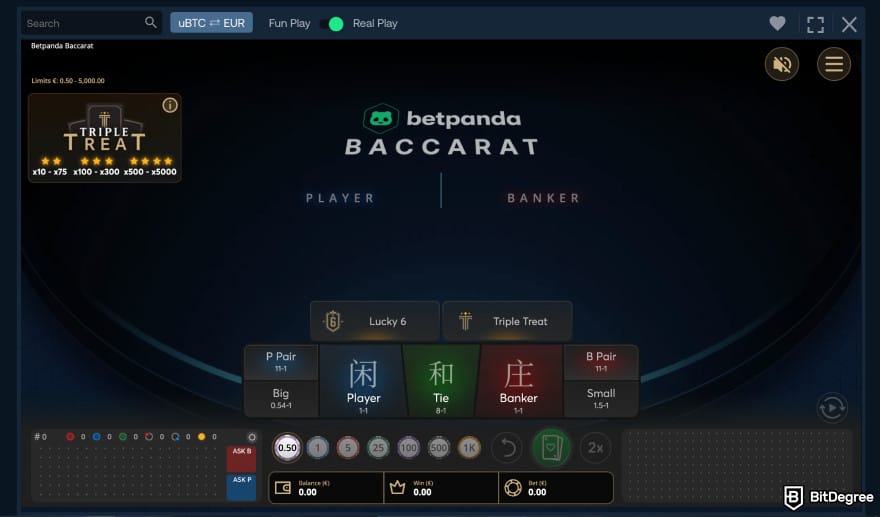 Best crypto baccarat sites: an RNG baccarat table on Betpanda.