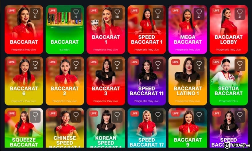 Best crypto baccarat sites: Gamdom baccarat games.