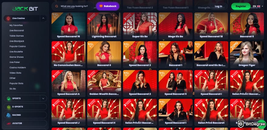 Best crypto baccarat sites: baccarat game selection on Jackbit.