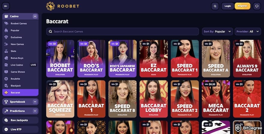 Best crypto baccarat site: Roobet's baccarat lobby. Best crypto baccarat site: Roobet's baccarat lobby.