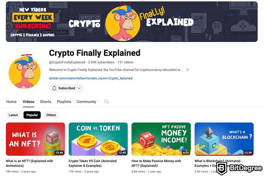 Best crypto books: Crypto Finally Explained YouTube channel.