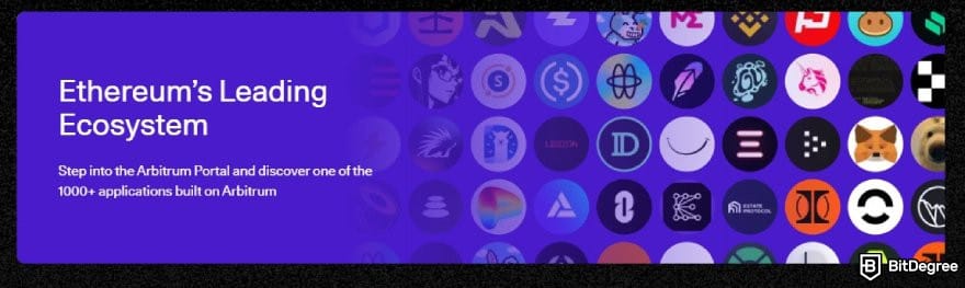 Best crypto bridges: Arbitrum Portal leading Ethereum ecosystem banner.