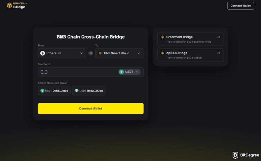 Mejores Puentes de Criptomonedas: Puente de cadena cruzada de BNB Chain de Binance.
