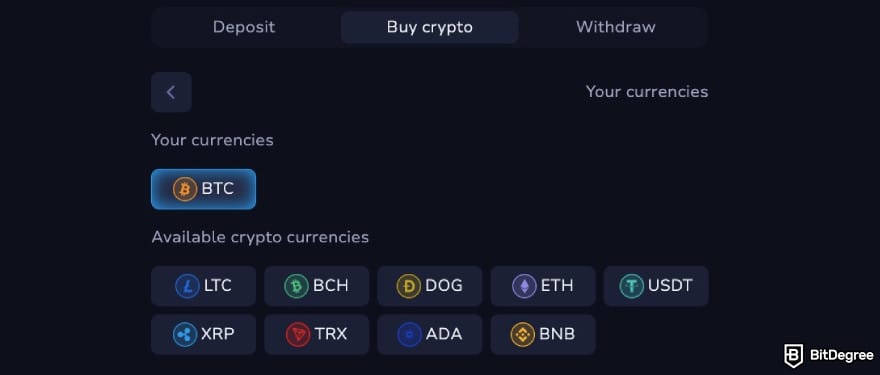Best crypto casino: available cryptocurrency on 7Bit.