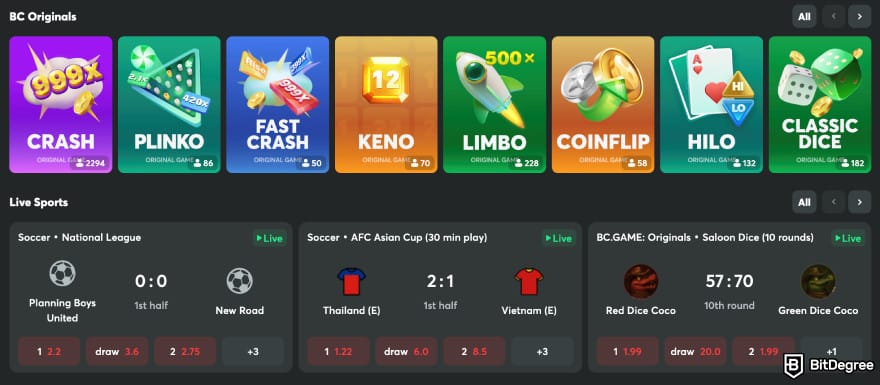 Best crypto casino Australia: BC.Game.