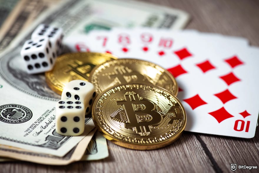 Best crypto casino Australia: crypto coins on playing cards.