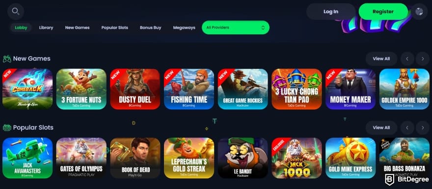 Best crypto casino Canada: Jack.com games selection.