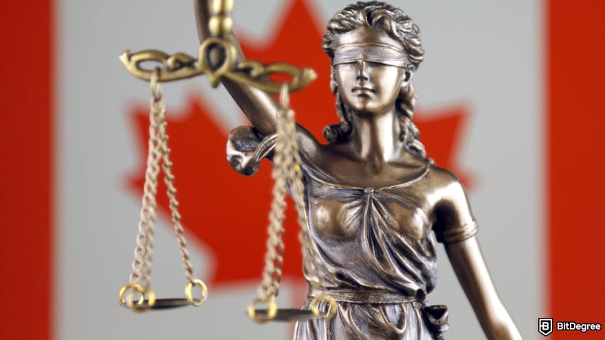 Best crypto casino Canada: symbol of law and justice with Canada flag. Best crypto casino Canada: symbol of law and justice with Canada flag.