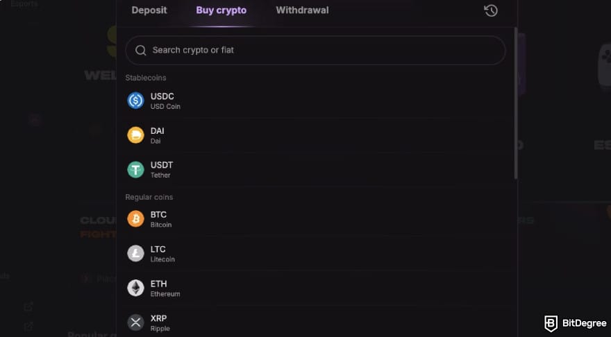 Best crypto casino: available crypto on Cloudbet.