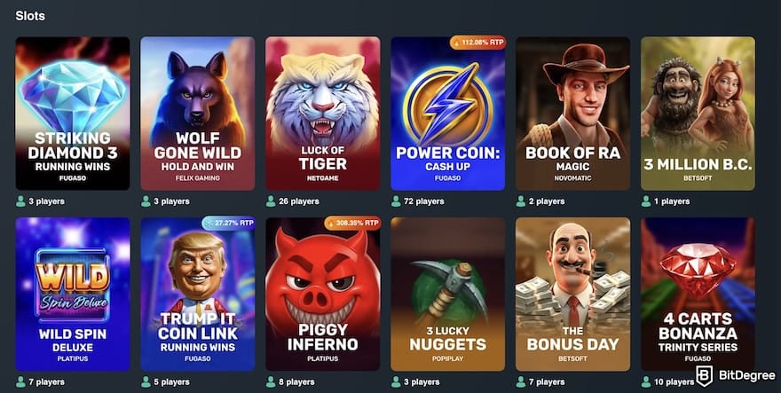 Best crypto casino: Vave's slot section.
