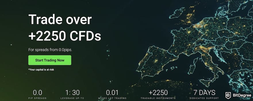 Best crypto CFD trading platform: IC Markets' homepage.