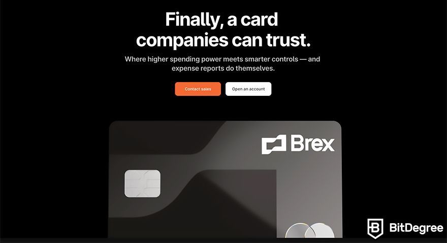Best crypto credit card: Brex credit card homepage.