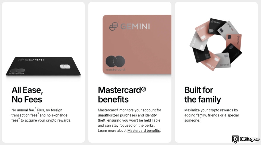 Best crypto credit card: Gemini card benefits.