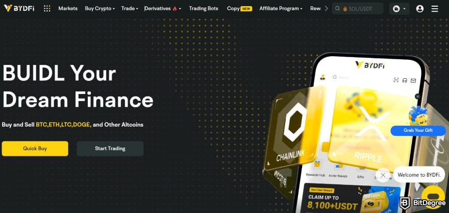 Best crypto derivatives exchange: BYDFi's BUIDL your dream finance.
