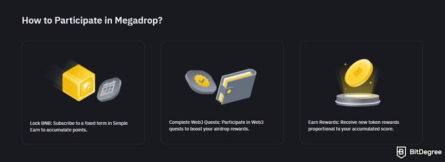 Aplikasi penghasil crypto terbaik: Binance Megadrop.