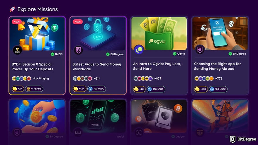 Best crypto earning app: BitDegree's season 8 missions.