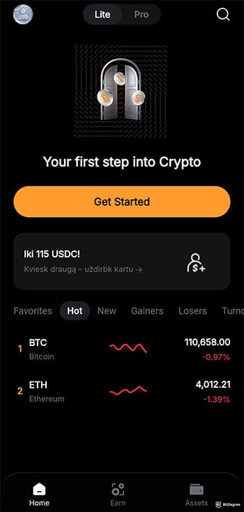 Best crypto earning app: BYDFi app welcome screen. Best crypto earning app: BYDFi app welcome screen.