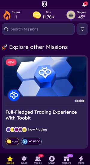 Best crypto earning app: BitDegree's app Missions.