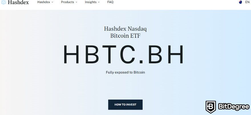 ETF crypto tốt nhất: Trang web chính thức của Hashdex Nasdaq Bitcoin ETF.