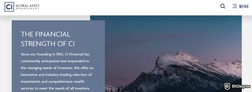 Best crypto ETF Canada: CI Global Asset Management homepage.