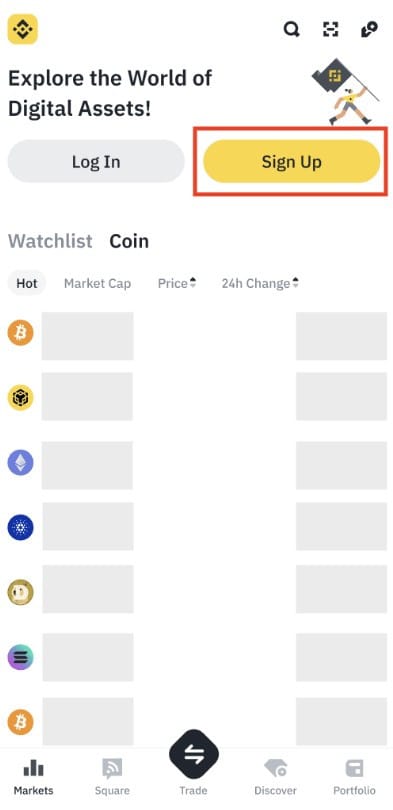 Best crypto exchange South Africa: creating a Binance account via the mobile app.