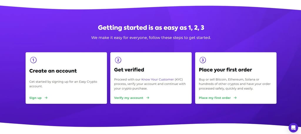 Best crypto exchange South Africa: the steps for getting started on Easy Crypto.