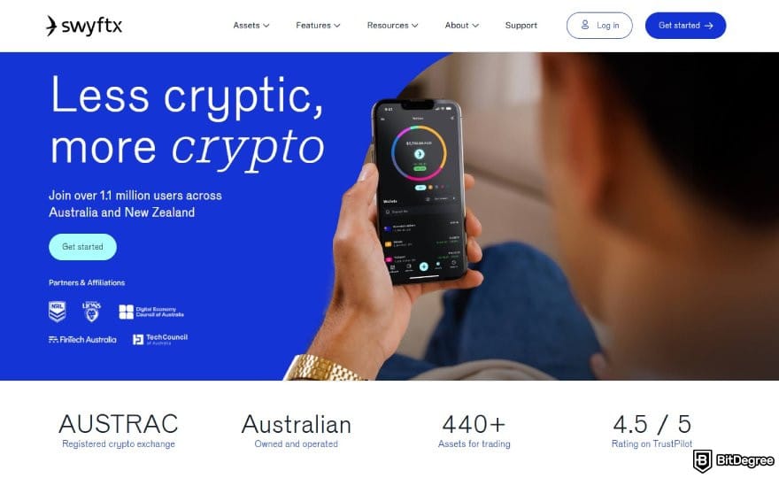 Best crypto exchange Australia: Swyftx homepage.