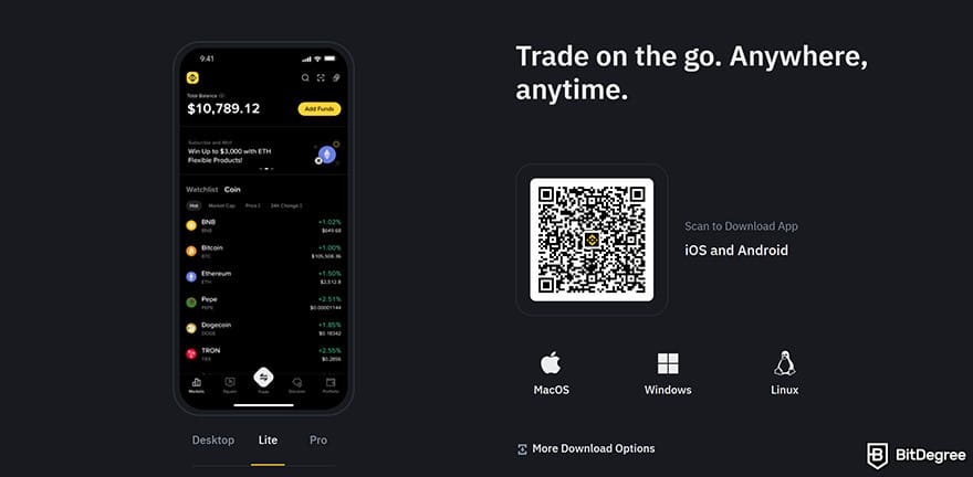 Best crypto exchange for day trading: Binance mobile app.