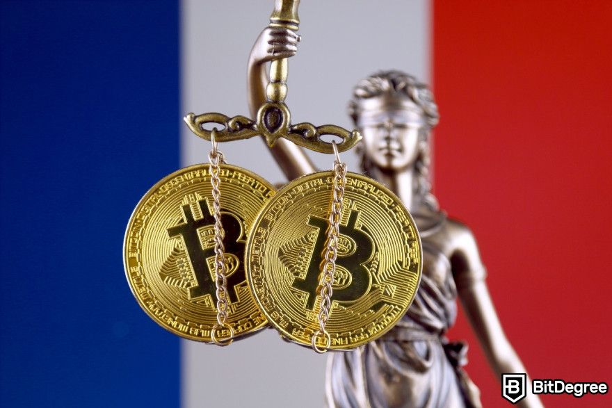 Best crypto exchange France: Bitcoin and the France flag.