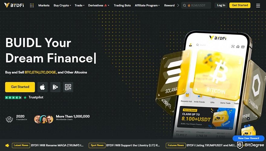 Best crypto exchange Hong Kong: BYDFi homepage.