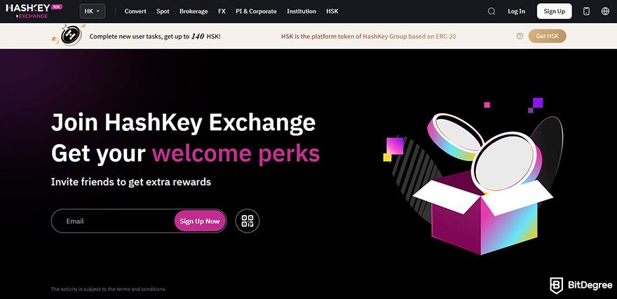 Best crypto exchange Hong Kong: Hashkey homepage.