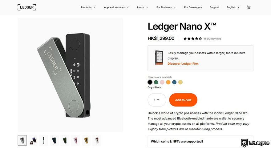 Best crypto exchange Hong Kong: Ledger Nano X product page.