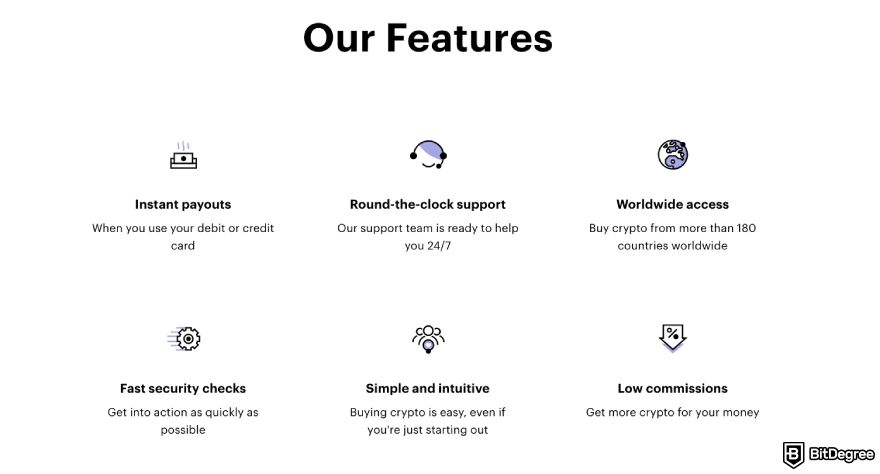 Best crypto exchange Hong Kong: Paybis displaying its features.