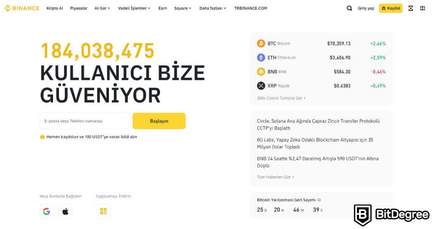 Best crypto exchange in Turkey: Binance.