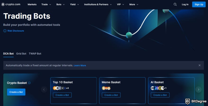 Best crypto exchange in UAE: Crypto.com trading bots.