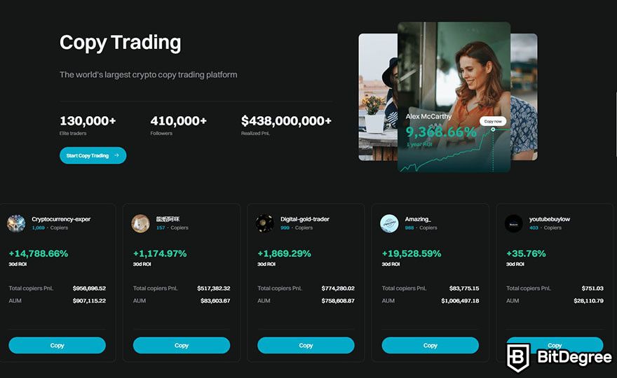 Best crypto exchange in UK: Bitget crypto copy trading stats and users.