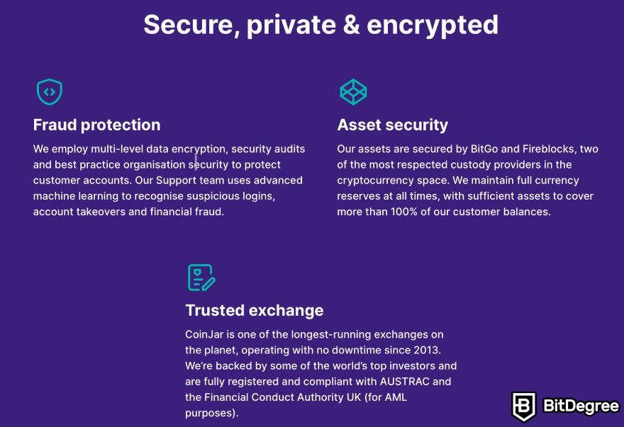 Best crypto exchange in UK: CoinJar’s security features.