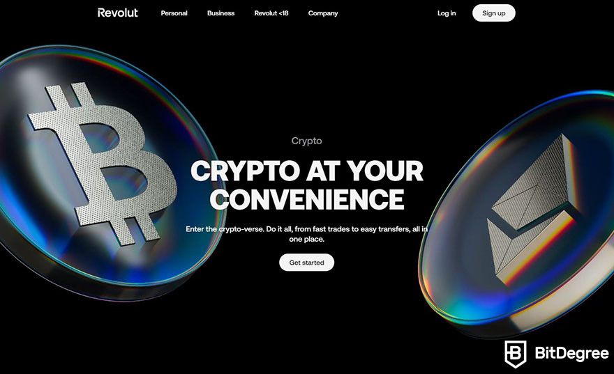 Best crypto exchange in UK: Revolut crypto landing page.