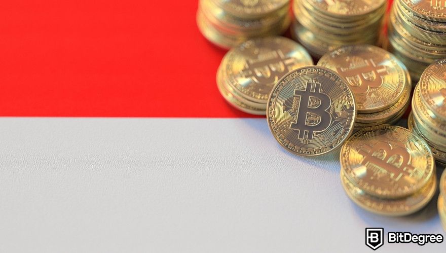Best crypto exchange Indonesia: Bitcoins on Indonesia's flag.