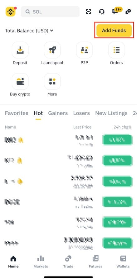 Best crypto exchange South Africa: adding funds via the Binance mobile app.