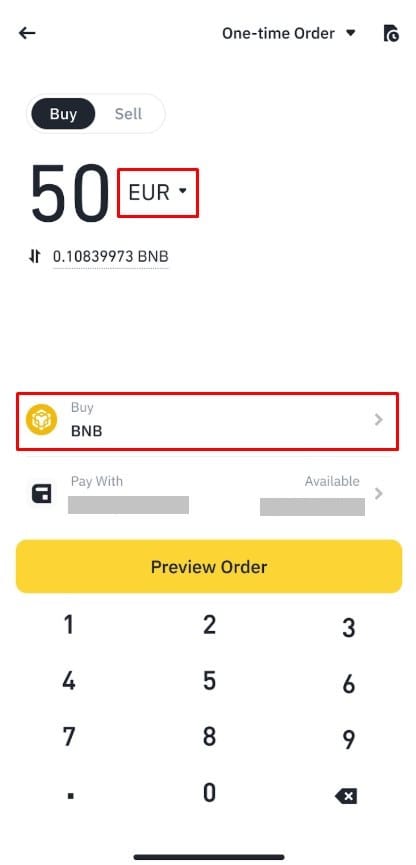 Best crypto exchange South Africa: selecting fiat currency and cryptocurrency on the Binance mobile app.