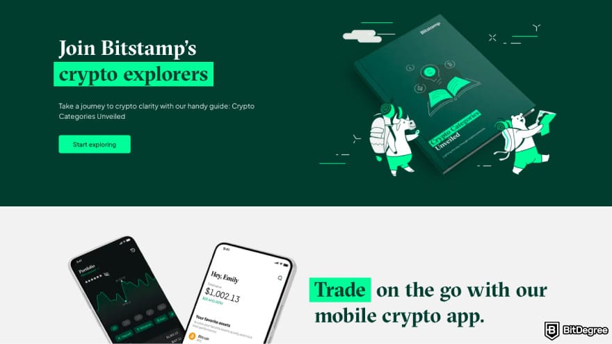 Best crypto exchanges in Europe: a screenshot of Bitstamp's feature description.