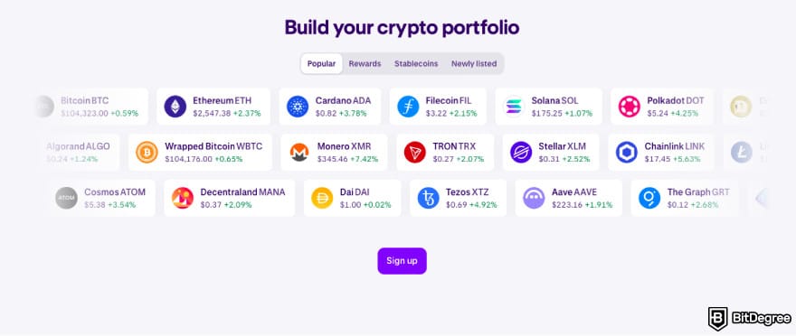 Best crypto exchanges in Europe: a screenshot of Kraken's features description.