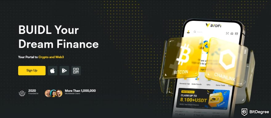 Best crypto exchanges in Mexico: BYDFi homepage banner.