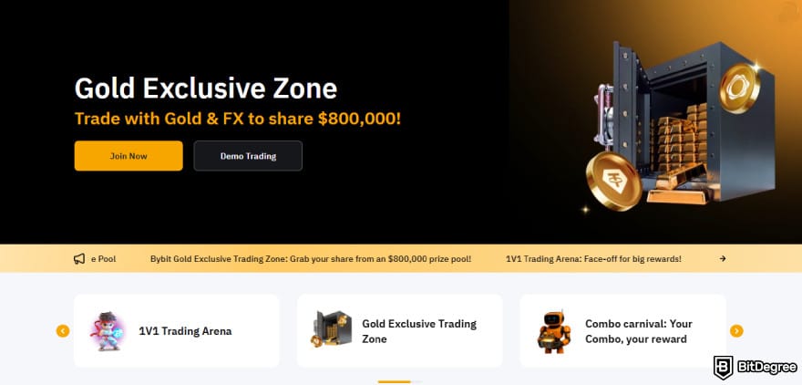 Best crypto exchanges in Mexico: Bybit website interface.