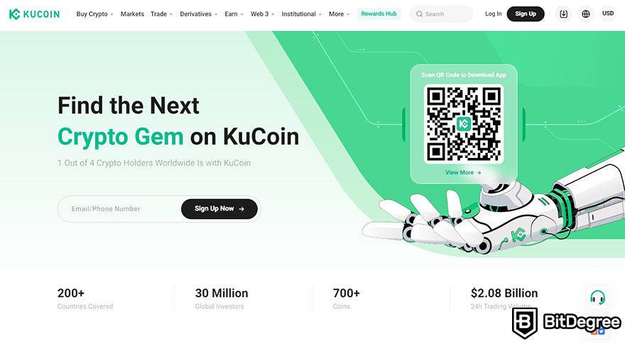 Best crypto exchanges in Nigeria: KuCoin homepage.